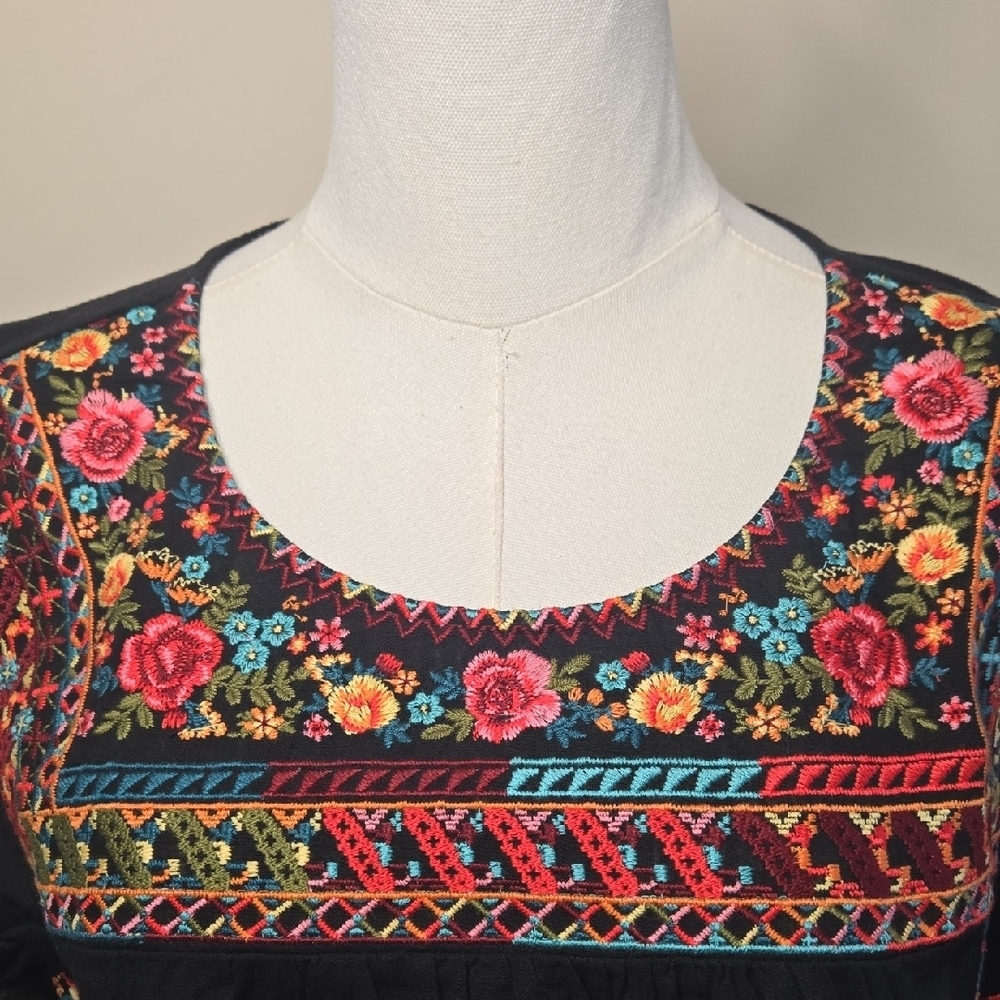 NWT Savanna Jane Embroidered Top Medium, 100% Cotton Boho Stitching Artisan - Picture 2 of 7